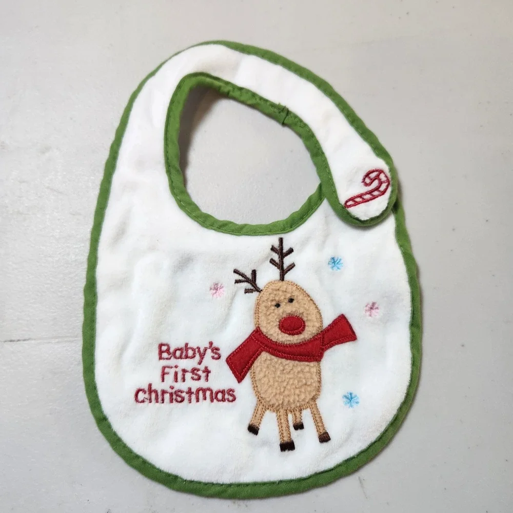 Carter's Newborn Santas Favorite Sleeper Reindeer Feet Button Up W/Non-Match Bib